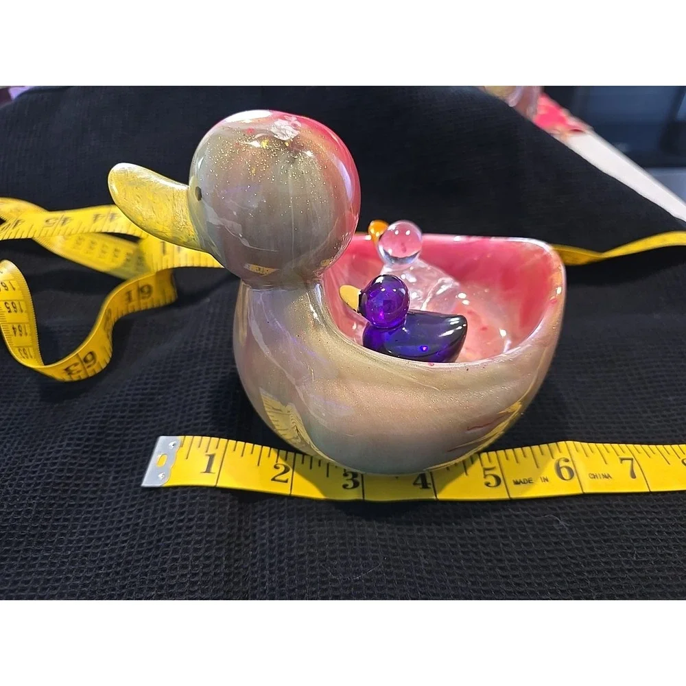 Handmade‎ Resin Mommy Duck With Babies Pink Yellow Green 650